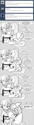 Size: 896x3313 | Tagged: safe, artist:mamatwilightsparkle, spike, twilight sparkle, oc, oc:ms mareister, dragon, pony, unicorn, g4, baby, baby spike, comic, diaper, monochrome, tumblr, younger