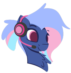 Size: 1151x1184 | Tagged: safe, artist:rhythmpixel, oc, oc only, oc:bit rate, pony, bust, female, headset, lineless, mare, portrait, simple background, solo, transparent background