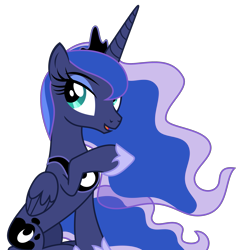 Size: 2125x2250 | Tagged: safe, artist:sketchmcreations, princess luna, alicorn, pony, g4, horse play, crown, cute, female, high res, jewelry, lunabetes, mare, open mouth, peytral, princess luna is amused, raised hoof, regalia, simple background, sitting, smiling, solo, transparent background, vector