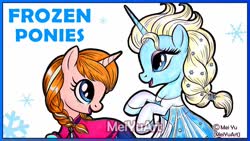 Size: 1280x720 | Tagged: safe, artist:meiyu, artist:meiyuart, pony, unicorn, anna, anna (frozen), crossover, elsa, frozen (movie), ponified