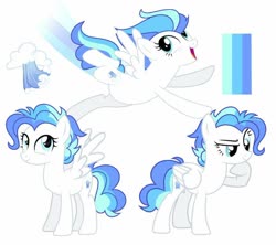 Size: 1024x909 | Tagged: safe, oc, oc only, oc:raindrop, oc:the cyberneticist, pegasus, pony, fallout equestria: kingpin, blue eyes, blue mane, commissioner:genki, cutie mark, emotional spectrum, female, justice mare, mare, pegasus oc, reference sheet, solo, wings, young mare