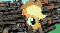 Size: 640x360 | Tagged: safe, applejack, g4, aks-47, assault rifle, gun, gun maniac, rifle, weapon