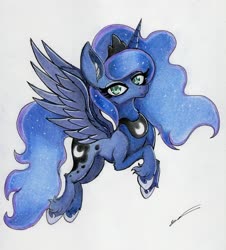Size: 2451x2717 | Tagged: safe, artist:luxiwind, princess luna, alicorn, pony, g4, female, high res, solo, traditional art