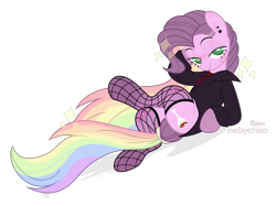 Size: 2677x2006 | Tagged: safe, artist:angellightyt, oc, oc only, oc:cosmopolitan, pony, clothes, female, fishnet stockings, high res, jacket, mare, simple background, solo, transparent background
