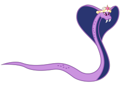 Size: 4997x3488 | Tagged: safe, artist:dragonchaser123, editor:damiranc1, twilight sparkle, cobra, snake, g4, big crown thingy, danger noodle, element of magic, fangs, female, jewelry, regalia, simple background, solo, species swap, transparent background, twilight snakle