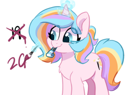 Size: 1600x1200 | Tagged: safe, artist:oofycolorful, oc, oc only, oc:oofy colorful, pony, unicorn, birthday, party horn, solo