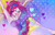 Size: 1016x656 | Tagged: safe, artist:bunnari, pinkie pie, equestria girls, friendship through the ages, g4, armpits, clothes, dress, female, fog, heart, jewelry, necklace, new wave pinkie, solo