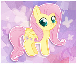 Size: 482x402 | Tagged: safe, artist:raininess, fluttershy, butterfly, pegasus, pony, g4, cute, female, mare, shyabetes, solo