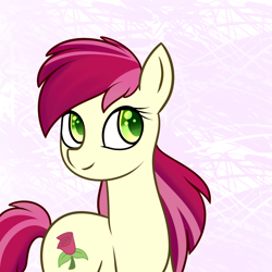 Size: 1460x1460 | Tagged: safe, artist:claribell3, roseluck, earth pony, pony, g4, abstract background, cute, female, flower, mare, rosabetes, rose, solo