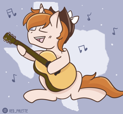 Size: 1028x951 | Tagged: safe, artist:redpalette, oc, oc only, oc:white shield, pony, unicorn, cowboy, cowboy hat, cute, guitar, hat, male, music, musical instrument, singing, stallion, texas