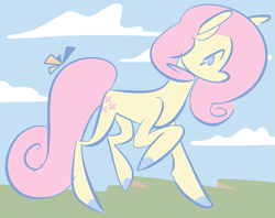 Size: 749x594 | Tagged: safe, artist:jaredkleinman, fluttershy, butterfly, pegasus, pony, g4, cloud, colored hooves, female, mare, no mouth, sky, solo, wingless