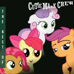 Size: 1024x1024 | Tagged: safe, artist:frownfactory, artist:grapefruitface1, artist:luckreza8, artist:reginault, artist:tomfraggle, apple bloom, scootaloo, sweetie belle, g4, album cover, compilation, cutie mark crusaders, cutting crew, parody, ponified, ponified album cover, show accurate