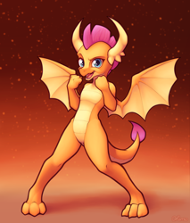 Size: 3400x4000 | Tagged: safe, artist:ohemo, smolder, dragon, anthro, g4, dragoness, female, fight, fire, fist, high res, looking at you, open mouth, solo