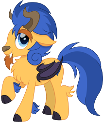 Size: 1274x1500 | Tagged: safe, artist:cloudy glow, flash sentry, monster pony, original species, pegasus, pony, g4, bat wings, beauty and the beast, crossover, disney, fangs, horns, male, movie accurate, raised hoof, simple background, solo, the beast, transparent background, wings