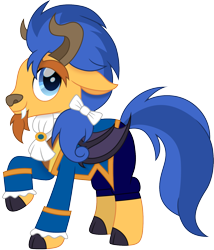 Size: 1283x1500 | Tagged: safe, alternate version, artist:cloudy glow, flash sentry, monster pony, original species, pegasus, pony, g4, bat wings, beauty and the beast, clothes, crossover, disney, fangs, horns, male, movie accurate, raised hoof, ribbon, simple background, solo, the beast, transparent background, wings