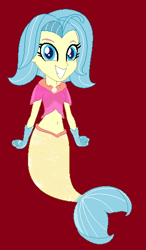 Size: 310x532 | Tagged: safe, artist:furrydiva, princess skystar, mermaid, equestria girls, g4, my little pony: the movie, belly button, brown background, equestria girls-ified, female, midriff, simple background, smiling, solo