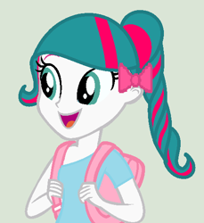 Size: 488x532 | Tagged: safe, artist:furrydiva, oc, oc:pinkie rose, equestria girls, g4, backpack, base used, bow, equestria girls-ified
