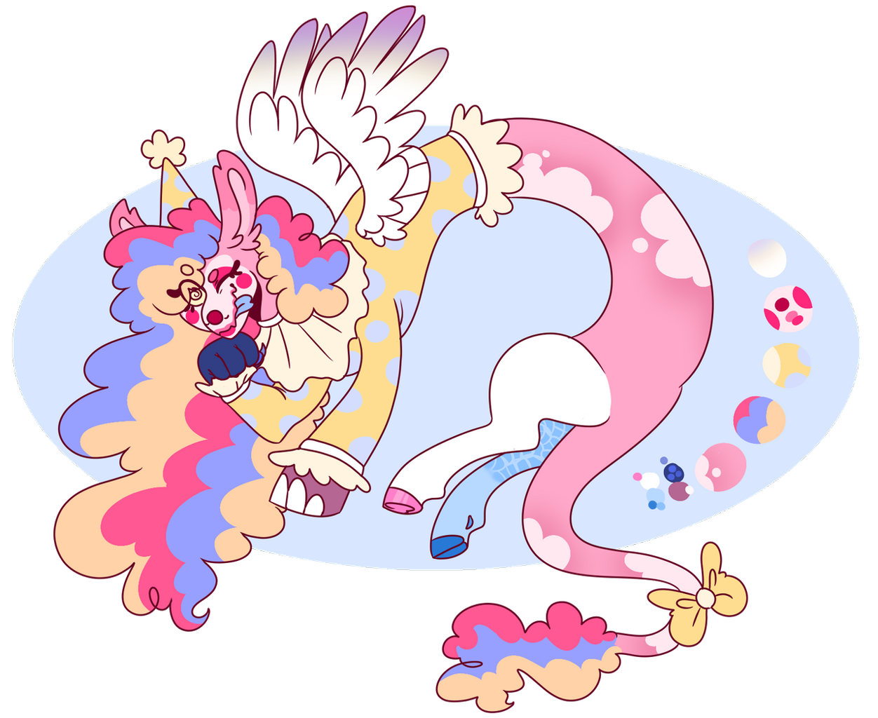 2630111 - safe, artist:jvartes6112, cosmos, discord, oc, oc:opala,  draconequus, g4, draconequus oc, egg, female, horns, male, offspring,  parent:cosmos, parent:discord, parents:coscord, reference sheet,  ship:coscord, shipping, simple background