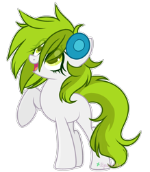 Size: 2070x2358 | Tagged: safe, artist:2pandita, oc, oc only, earth pony, pony, base used, female, headphones, high res, mare, raised hoof, simple background, solo, transparent background