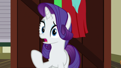 Size: 1920x1080 | Tagged: safe, screencap, rarity, pony, unicorn, dragon dropped, g4, female, mare, post office, raised hoof, solo