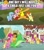 Size: 500x562 | Tagged: safe, edit, edited screencap, screencap, cheese sandwich, gummy, indian summer, kettle corn, li'l cheese, luster dawn, pinkie pie, pound cake, pumpkin cake, alligator, earth pony, pegasus, pony, unicorn, g4, the last problem, adult gummy, caption, comic, image macro, screencap comic, text