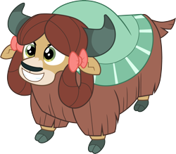 Size: 3417x3000 | Tagged: safe, artist:cloudy glow, yona, yak, g4, uprooted, bow, cloven hooves, cute, female, hair bow, high res, monkey swings, simple background, solo, transparent background, vector, yonadorable