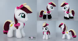 Size: 2000x1054 | Tagged: safe, artist:meplushyou, oc, oc:vanilla cream, pony, bow, cute, female, filly, foal, irl, photo, plushie, solo, white coat