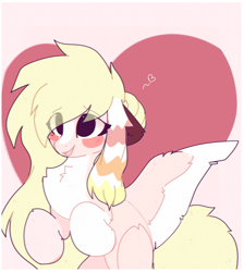 Size: 1220x1364 | Tagged: safe, artist:php146, oc, oc:kitsume butterfly, pegasus, pony, blushing, chest fluff, female, heart, mare, pale belly