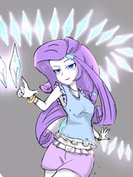 Size: 2100x2800 | Tagged: safe, artist:time sss, derpibooru exclusive, rarity, equestria girls, g4, belt, blouse, clothes, cutie mark, cutie mark on clothes, gem, high res, shorts