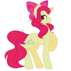 Size: 2500x2500 | Tagged: safe, artist:bublebee123, apple bloom, earth pony, pony, g4, alternate hairstyle, alternate universe, apple bloom's bow, bow, female, grin, hair bow, high res, mare, older, older apple bloom, raised hoof, simple background, smiling, smug, solo, swapped cutie marks, transparent background