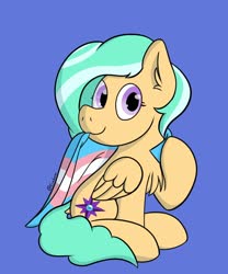 Size: 1500x1800 | Tagged: safe, artist:exobass, oc, oc only, oc:mango foalix, pegasus, pony, commission, cute, pride, pride flag, solo, transgender, transgender pride flag, your character here