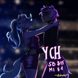 Size: 2400x2400 | Tagged: safe, artist:dovakhiin, anthro, commission, couple, dancing, duo, high res, prom, slow dancing, ych example, your character here