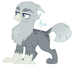 Size: 1184x1056 | Tagged: safe, artist:polymercorgi, oc, oc only, oc:stone cold, griffon, hippogriff, hybrid, crack ship offspring, interspecies offspring, magical lesbian spawn, male, offspring, parent:gilda, parent:limestone pie, parents:gildastone, simple background, solo, white background