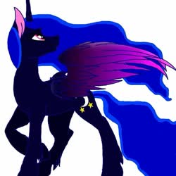 Size: 675x675 | Tagged: safe, artist:sami_art2011, oc, oc only, oc:night star, alicorn, pony, alicorn oc, base used, female, horn, looking up, mare, offspring, parent:princess luna, simple background, solo, white background, wings