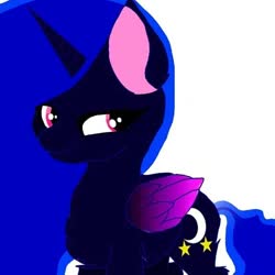 Size: 576x576 | Tagged: safe, artist:sami_art2011, oc, oc only, oc:night star, alicorn, pony, alicorn oc, base used, female, horn, mare, offspring, parent:princess luna, simple background, smiling, solo, white background, wings