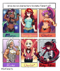 Size: 1005x1200 | Tagged: safe, artist:tzc, sunset shimmer, demon, genie, human, octoling, equestria girls, g4, anime, armpits, badass, belly button, blushing, breasts, carrot, charlie morningstar, clothes, confident, crossover, fangs, female, food, happy, hazbin hotel, hell, hellaverse, hellborn, jeans, marina (splatoon 2), mirko, muscles, muscular female, my hero academia, out of frame, pants, princess, princess of hell, ruby rose, rumi usagiyama, rwby, scythe, shantae, shantae (character), shantae the 1/2 genie, six fanarts, smiling, splatoon, that's entertainment