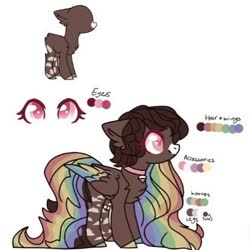 Size: 750x750 | Tagged: safe, artist:ahegaodoggo, oc, oc only, oc:rainbow spoon, pegasus, pony, chest fluff, duo, female, mare, multicolored hair, pegasus oc, rainbow hair, reference sheet, wings