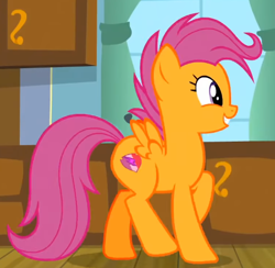 Size: 504x491 | Tagged: safe, screencap, scootaloo, pegasus, pony, g4, growing up is hard to do, cropped, female, mare, older, older scootaloo, raised hoof, smiling, solo