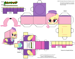 Size: 2979x2354 | Tagged: safe, artist:grapefruitface1, fluttershy, pony, fake it 'til you make it, g4, alternate hairstyle, craft, cubeecraft, female, glasses, hat, high res, hipstershy, papercraft, printable, solo