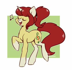 Size: 1200x1158 | Tagged: safe, artist:spetu, oc, oc only, oc:treble pen, earth pony, pony, music notes, solo