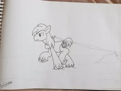 Size: 4032x3024 | Tagged: safe, artist:bigmackintosh, big macintosh, earth pony, pony, g4, male, monochrome, plough, sketch, solo, stallion, sweet apple acres, traditional art