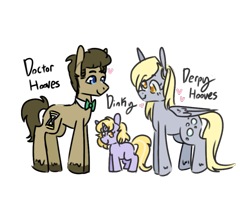 Size: 911x818 | Tagged: safe, artist:ask-pinkie-polkadot-pie, derpy hooves, dinky hooves, doctor whooves, time turner, earth pony, pony, tumblr:ask-pinkie-polkadot-pie, g4, female, male, ship:doctorderpy, shipping, simple background, straight, transparent background