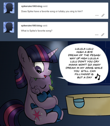 Size: 896x1028 | Tagged: safe, artist:mamatwilightsparkle, spike, twilight sparkle, tumblr:mama twilight sparkle, g4, baby, baby spike, comic, cute, diaper, hnnng, hug, lullaby, mama twilight, monochrome, nap, sleeping, snuggling, tumblr, younger
