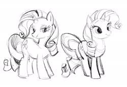 Size: 2048x1398 | Tagged: safe, artist:aruurara, rarity, pony, g4, female, looking at you, monochrome, simple background, sketch, white background