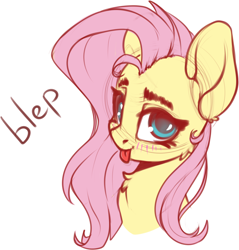 Size: 2214x2319 | Tagged: safe, artist:skitsroom, derpibooru exclusive, fluttershy, pegasus, pony, g4, :p, bust, cute, digital art, female, high res, mare, portrait, shyabetes, simple background, solo, tongue out, white background