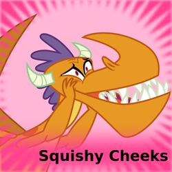 Size: 1024x1024 | Tagged: safe, artist:melisareb, billy, dragon, derpibooru, g4, sweet and smoky, .svg available, adorabilly, cute, male, meta, solo, spoilered image joke, squishy cheeks, svg, teeth, vector