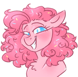 Size: 917x905 | Tagged: safe, artist:b(r)at, pinkie pie, earth pony, pony, g4, blushing, bust, chest fluff, female, simple background, solo, transparent background