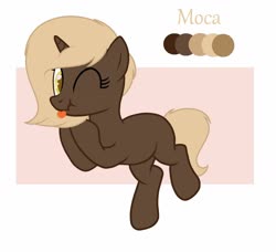 Size: 1600x1462 | Tagged: safe, artist:hasleydraws, oc, oc only, oc:moca, pony, unicorn, female, mare, one eye closed, solo, tongue out, wink