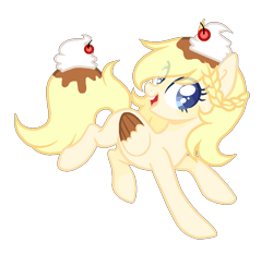 Size: 831x779 | Tagged: safe, artist:poppyglowest, oc, oc only, oc:creamy dream, pegasus, pony, female, food, mare, simple background, solo, transparent background, two toned wings, whipped cream, wings