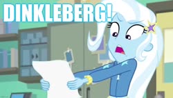Size: 1280x720 | Tagged: safe, edit, edited screencap, screencap, trixie, equestria girls, equestria girls series, forgotten friendship, g4, angry, caption, dinkleberg, image macro, meme, reference, text, the fairly oddparents